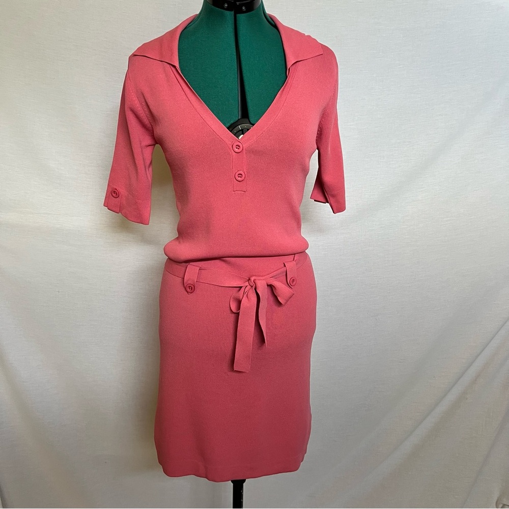 Zara Coral Preppy Form Fitted Polo Shirt Dress
